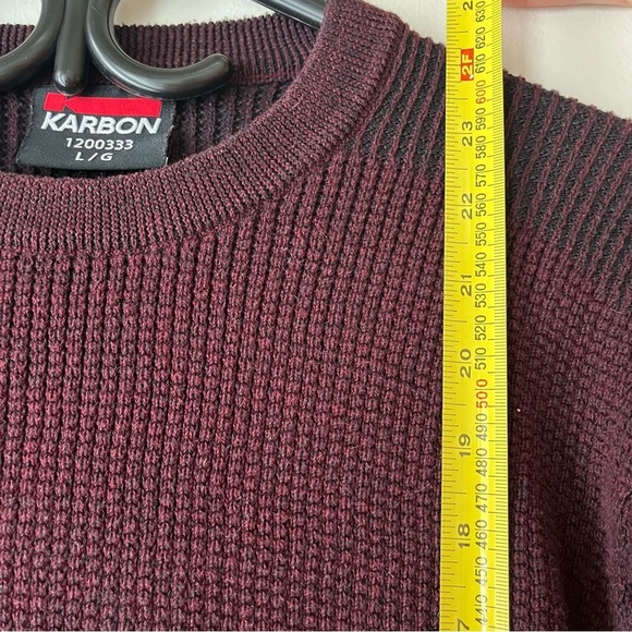 Karbon waffle knit burgundy long sleeve crew neck sweatshirt women’s large - Picture 7 of 10